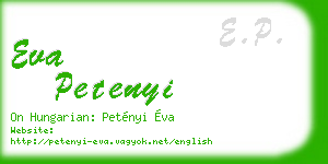 eva petenyi business card