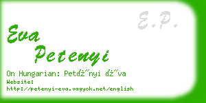 eva petenyi business card